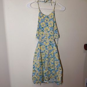 Blue and yellow floral Zara backless mini dress!!